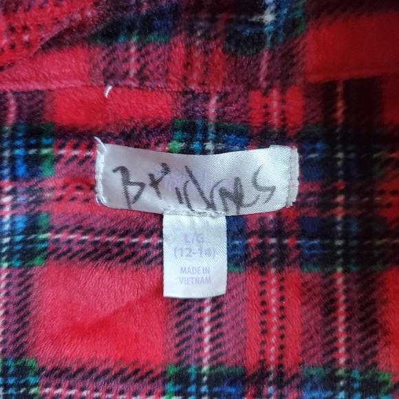 Secret Treasures Red Plaid Pajama‎ set, pants and button top, Large 12/14 - Picture 8 of 11